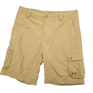 Under Armour Cargo Shorts Boys XL Beige‎ Nylon Relaxed Hiking Walking 1254099